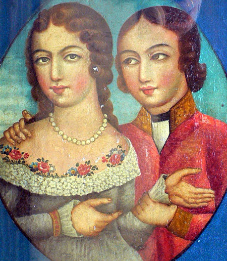 Unknown Artist, American - Naive Portrait Of A Bride And Groom, 1830